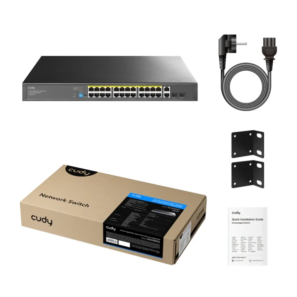 Cudy Svič 10/100/1000 24-port GS1026PS2/24 PoE+/2x Uplink/2x SFP/300W