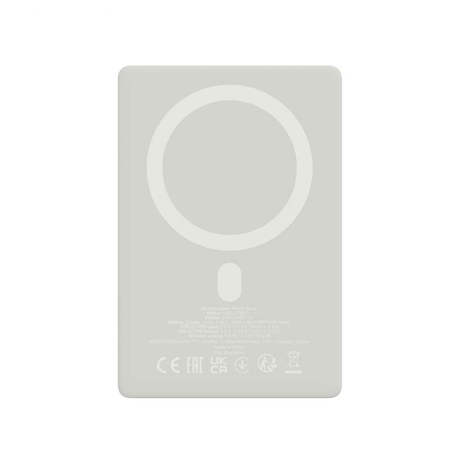 CANYON magnetic power bank OnPower 511 PD20W 10000mAh Aluminium Star Grey