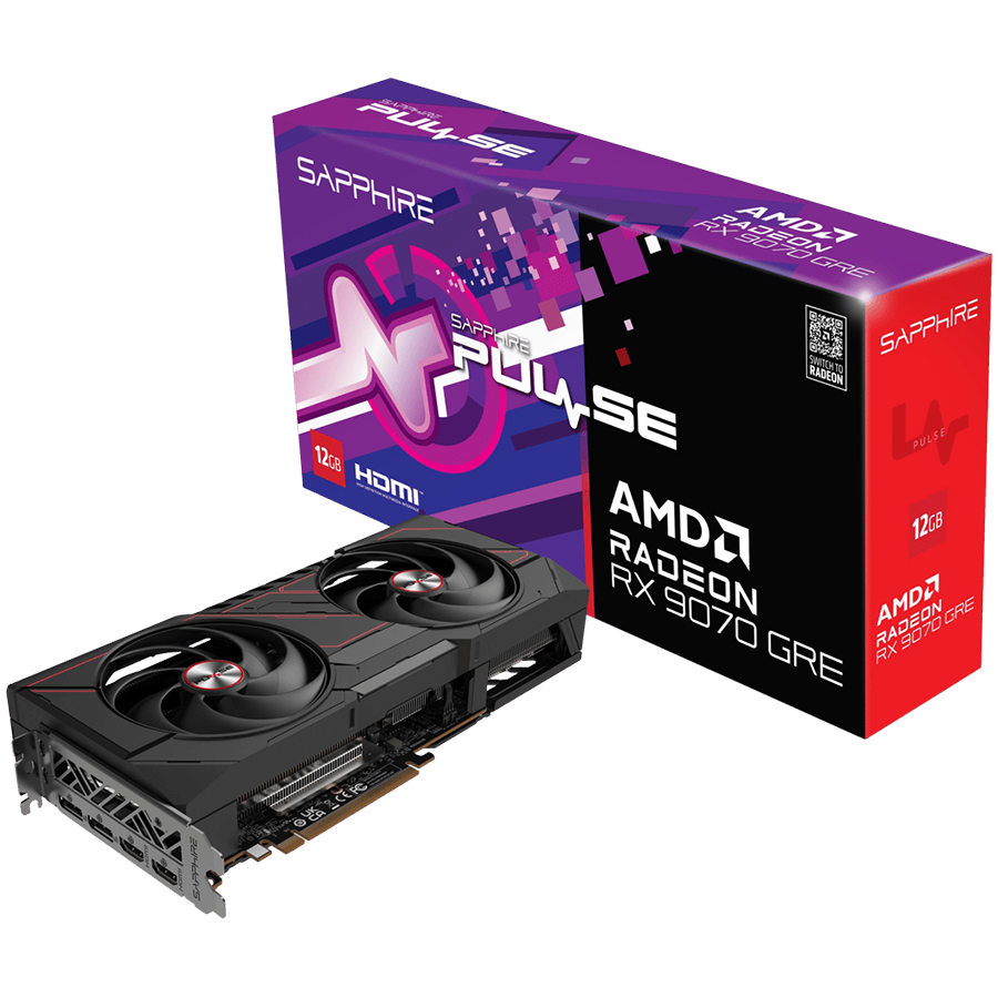 SAPPHIRE PULSE AMD RADEON RX 9070 GRE GAMING OC 12GB DUAL HDMI / DUAL DP