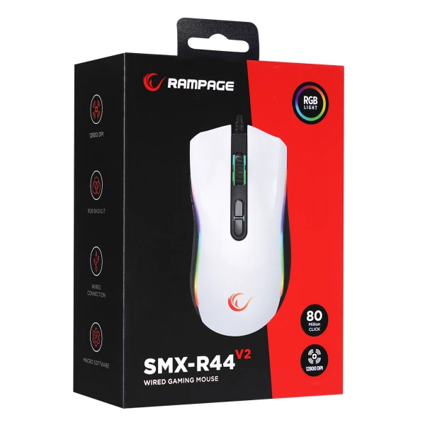 Rampage Miš žični gaming SMX-R44 V2 Macrol beli 41492