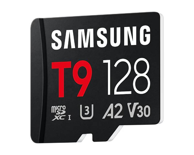 SAMSUNG MicroSD 128GB, T9, SDXC, UHS-I U3 V30 A2, Read up to 200MB/s, Write up to 130MB/s,  for 4K and FullHD video recording
