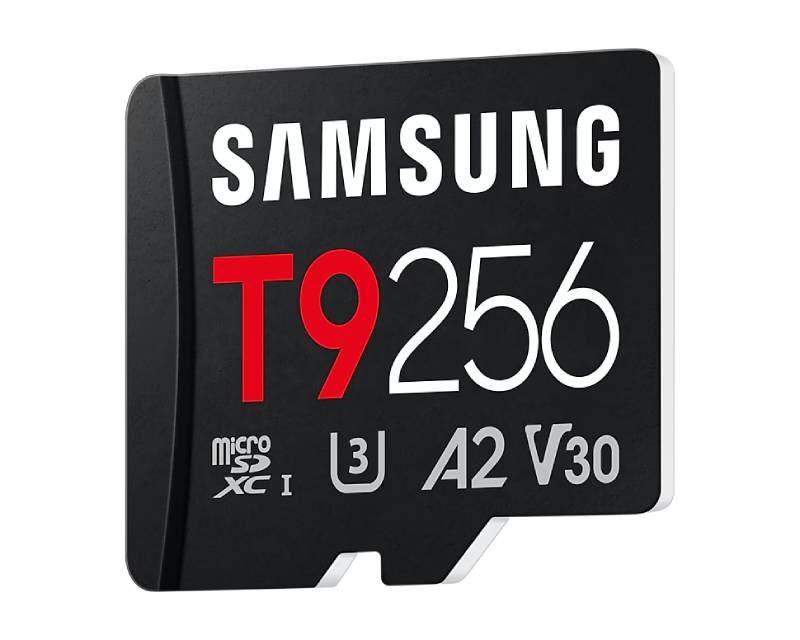 SAMSUNG MicroSD 256GB, T9, SDXC, UHS-I U3 V30 A2, Read up to 200MB/s, Write up to 130MB/s,  for 4K and FullHD video recording