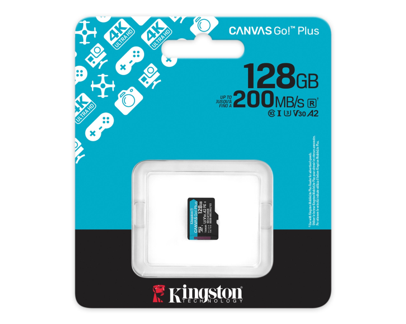 KINGSTON Memorijska kartica U3 V30 microSDXC 128GB Canvas Go Plus 200MB/s A2 SDCG4/128GBSP
