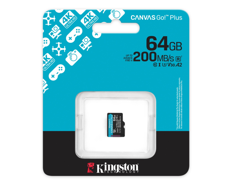 KINGSTON Memorijska kartica U3 V30 microSDXC 64GB Canvas Go Plus 200MB/s A2 SDCG4/64GBSP
