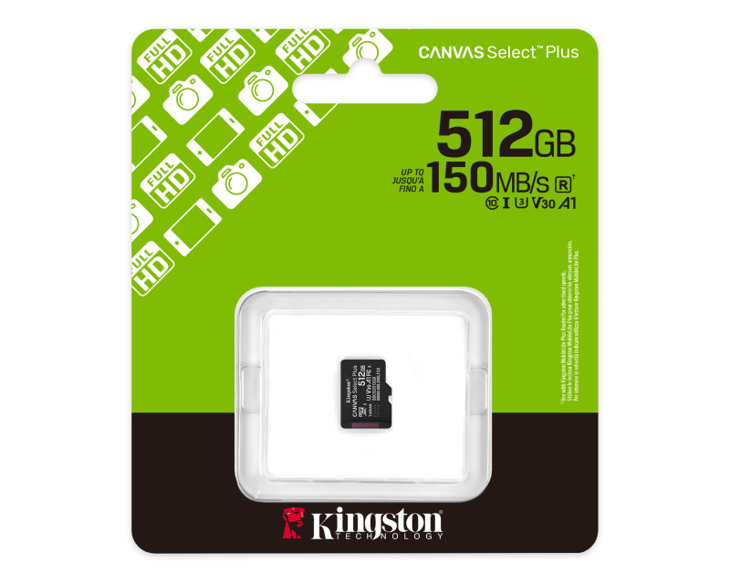 KINGSTON Memorijska kartica U3 V30 SDXC 512GB Canvas Select Plus G3 150R SDCS3/512GBSP