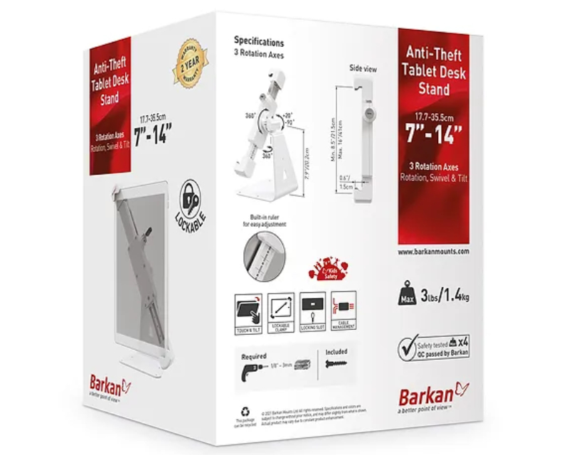BARKAN T71HL Stono rotirajuce postolje 360° protiv krađe za tablet do 7-14 inča