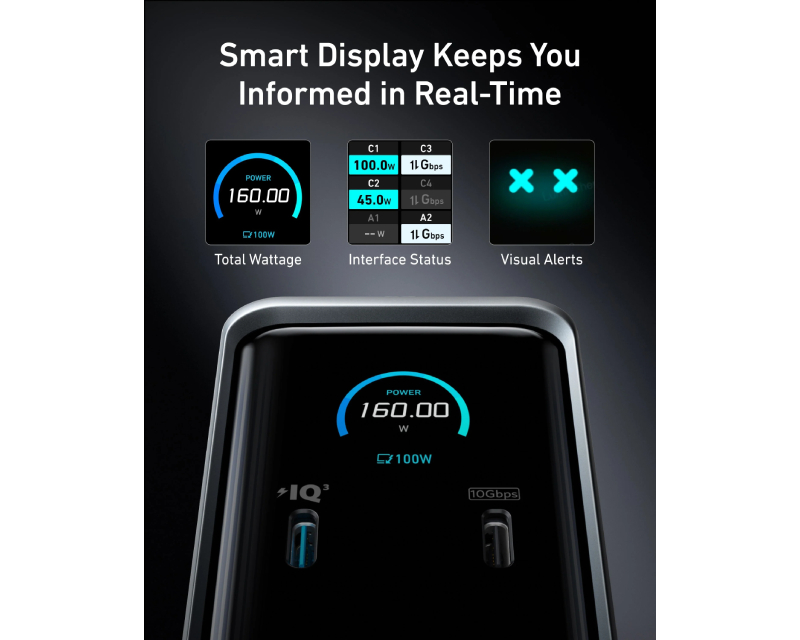 ANKER Prime Docking Stanica 160W, 14u1, Dual Display, siva