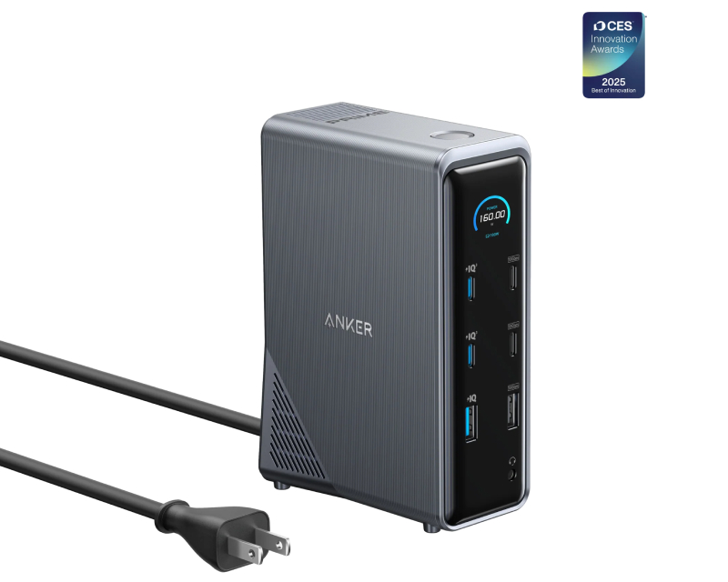 ANKER Prime Docking Stanica 160W, 14u1, Dual Display, siva