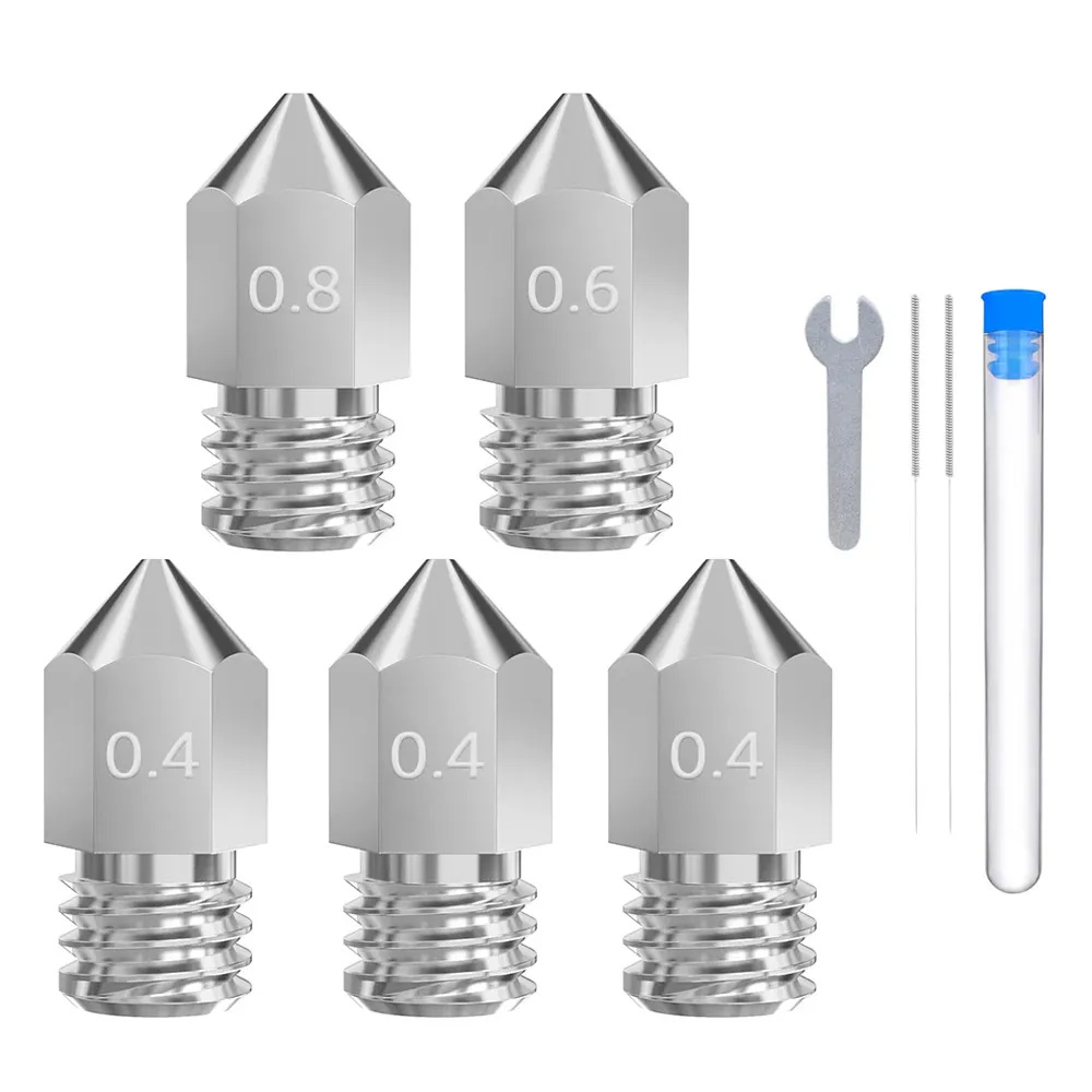 ELEGOO Neptune 4 Plus/4 MAX Multi-size hardened steel nozzle pack (3pcs 0.4mm, 1pc 0.6mm, 1pc 0.8mm)