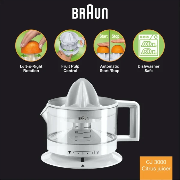 Braun Cediljka za citruse Braun CJ3000WH/350ml/bela