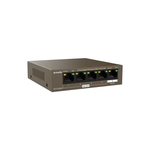 TENDA Svič 10/100/1000 5-Port PSE i PD Tenda TEG1105PD/4-Port PoE OUT/1-Port PoE IN