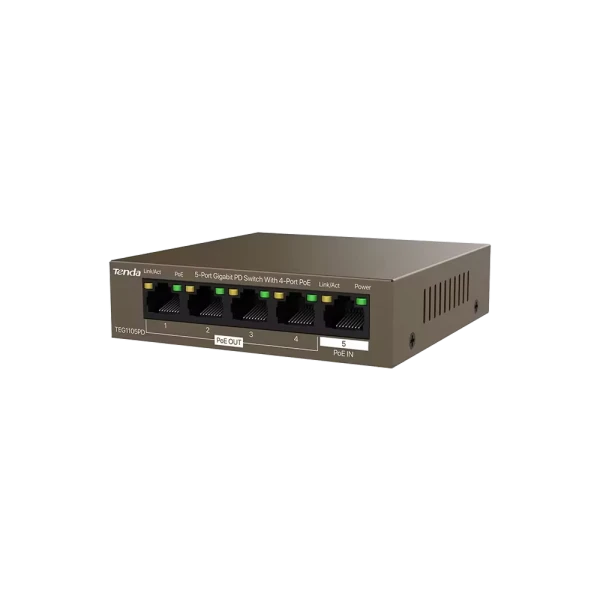 TENDA Svič 10/100/1000 5-Port PSE i PD Tenda TEG1105PD/4-Port PoE OUT/1-Port PoE IN