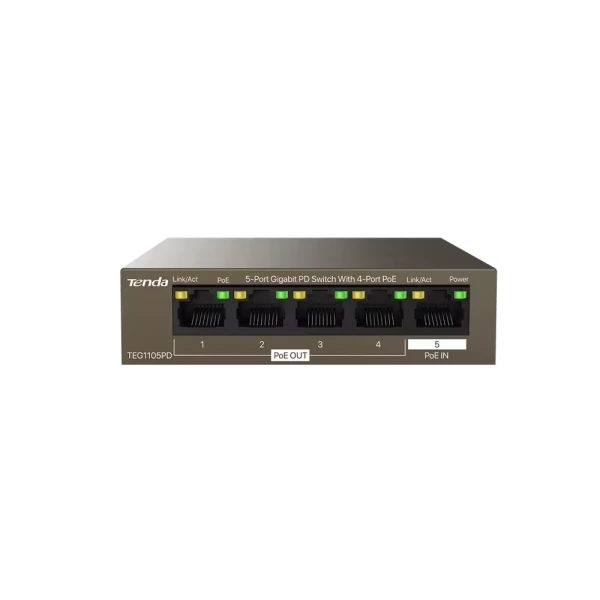TENDA Svič 10/100/1000 5-Port PSE i PD Tenda TEG1105PD/4-Port PoE OUT/1-Port PoE IN