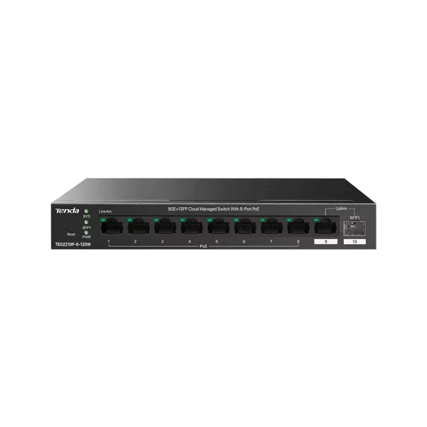 TENDA Svič 10/100/1000 9-port + 1SFP Tenda TEG2210P-8-120W/8-Port PoE