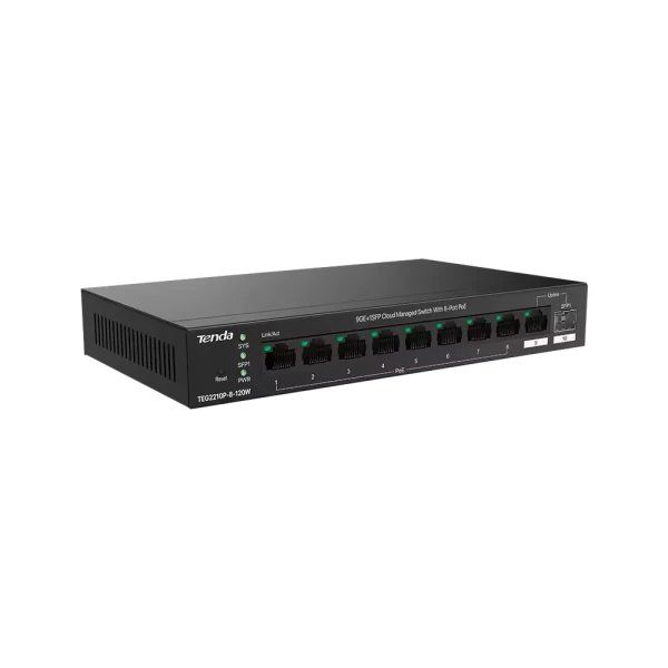 TENDA Svič 10/100/1000 9-port + 1SFP Tenda TEG2210P-8-120W/8-Port PoE