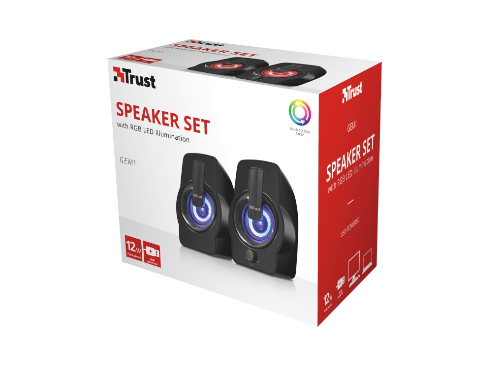 Zvucnik TRUST Gemi 2.0/12W(6W RMS)/ RGB/crna