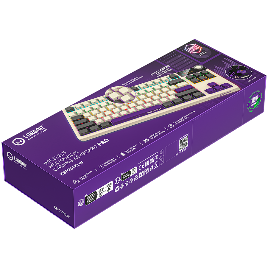LORGAR KBP70TKLW, Wireless TKL Mechanical Gaming Keyboard Pro, Beige, EN layout