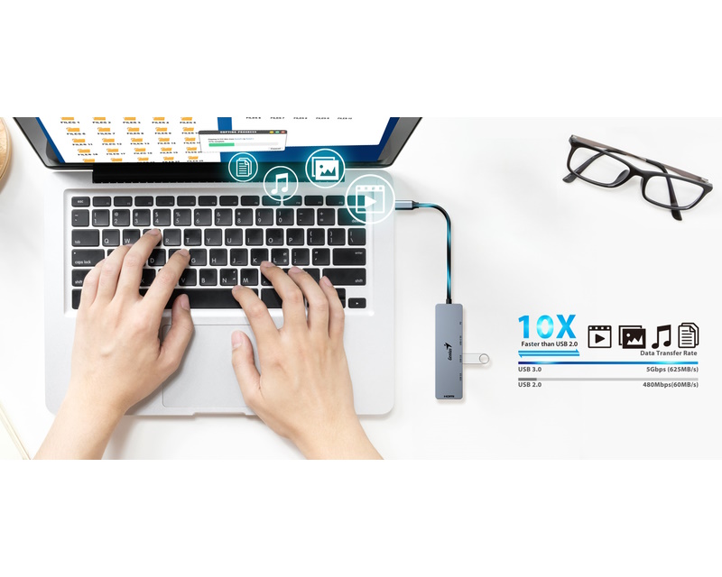Genius UH-500 5-in-1 USB Hub srebrni