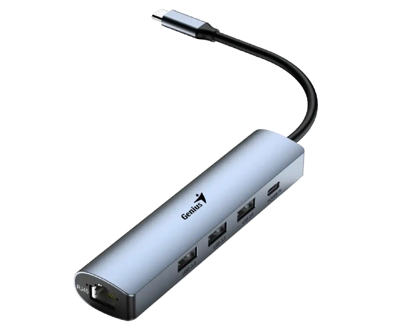 Genius UH-545 5-in-1 USB 3.0 Iron Grey Hub srebrni
