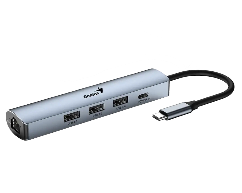 Genius UH-545 5-in-1 USB 3.0 Iron Grey Hub srebrni