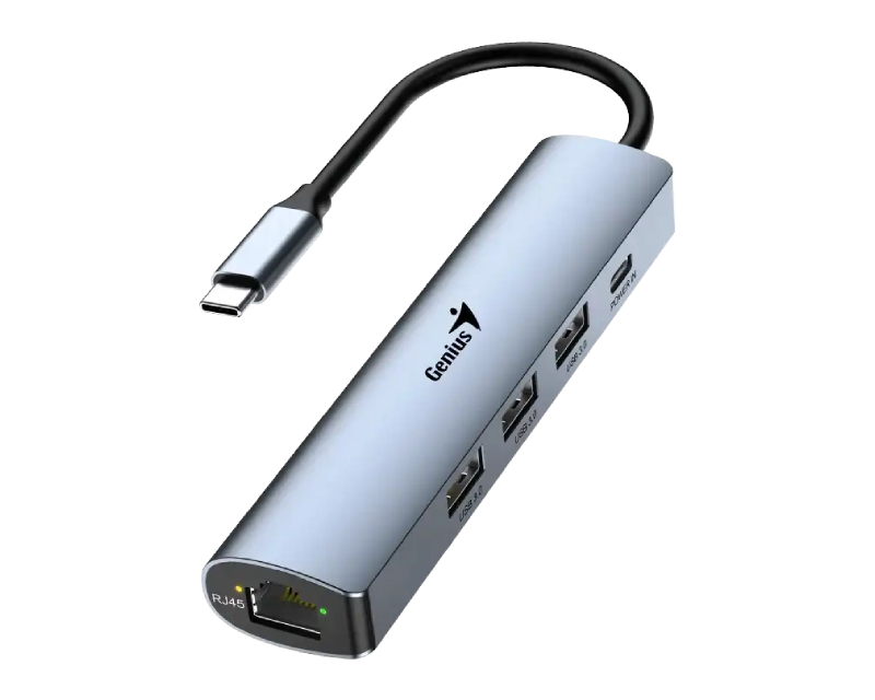 Genius UH-545 5-in-1 USB 3.0 Iron Grey Hub srebrni