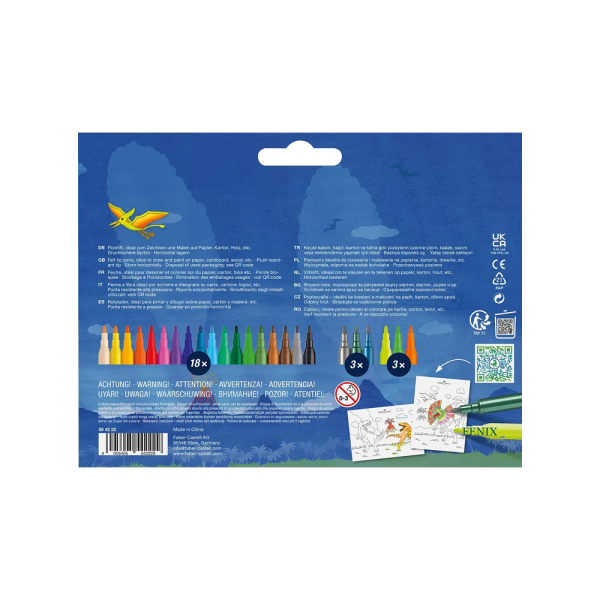 Flomaster školski Faber Castell 1/18+6 Dinosaur 554222