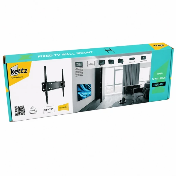 Kettz Nosač za TV Kettz CER-40F 32-75/vesa max 400x400/45kg/fiksni