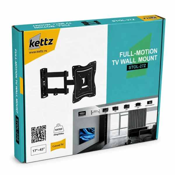 Kettz Nosač za TV Kettz STOL-27Z 17-43/vesa max 200x200/25kg/zglobni