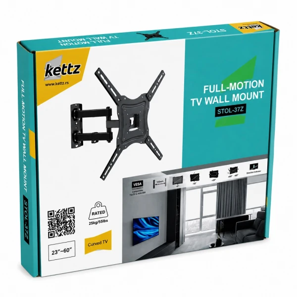 Kettz Nosač za TV Kettz STOL-37Z-23-60/vesa max 400x400/25kg/zglobni