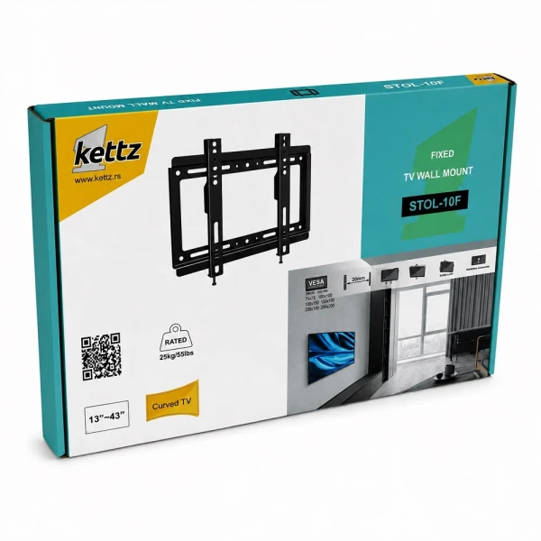 Kettz Nosač za TV Kettz STOL-10F 13-43/vesa max 200x200/25kg/fiksni