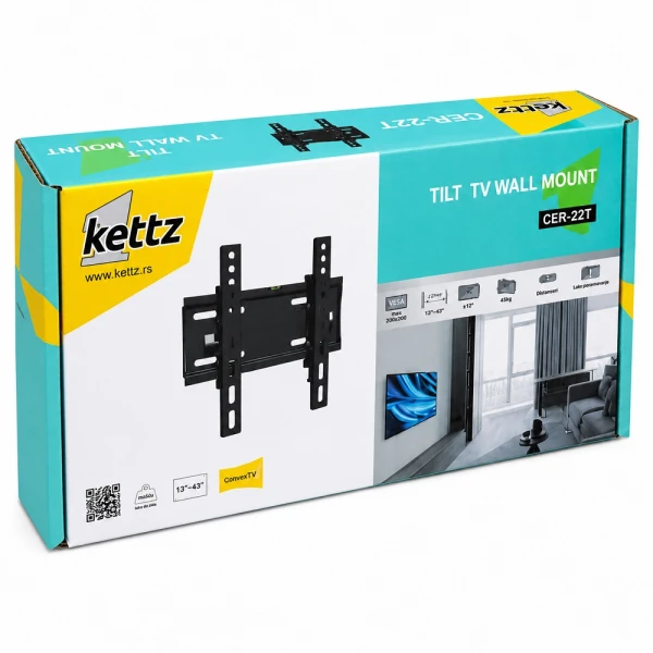 Kettz Nosač za TV Kettz CER-22T 13-43/vesa max 200x200/45kg/podesivi