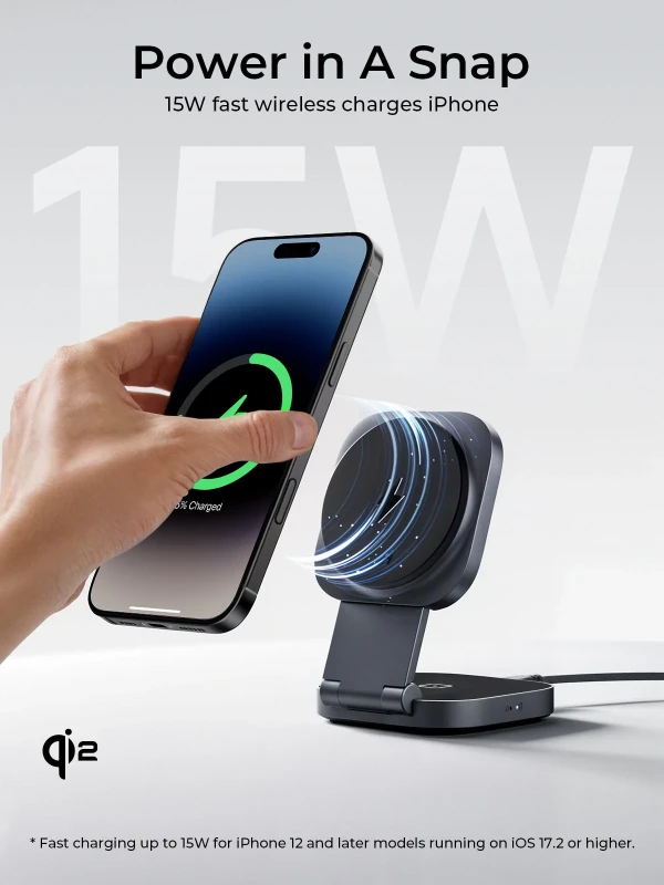 Aukey Bežični magnetni punjač za brzo punjenje AUKEY LC-MC211 2-u-1 Qi2 25W