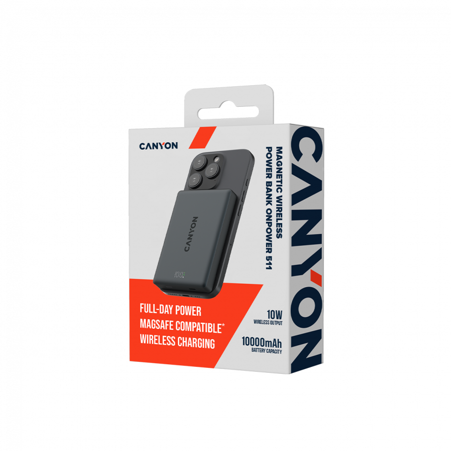 CANYON magnetic power bank OnPower 511 PD20W 10000mAh Aluminium Interstellar Black