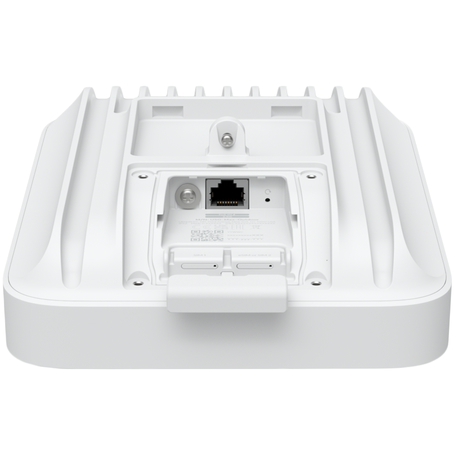 Ubiquiti UniFi 5G Max Outdoor ull-performance 5G (3.4 Gbps) modem for UniFi consoles and Cloud Gateways, designed for outdoor use with directional antennas, remote SIM, and dual SIM for seamless failover