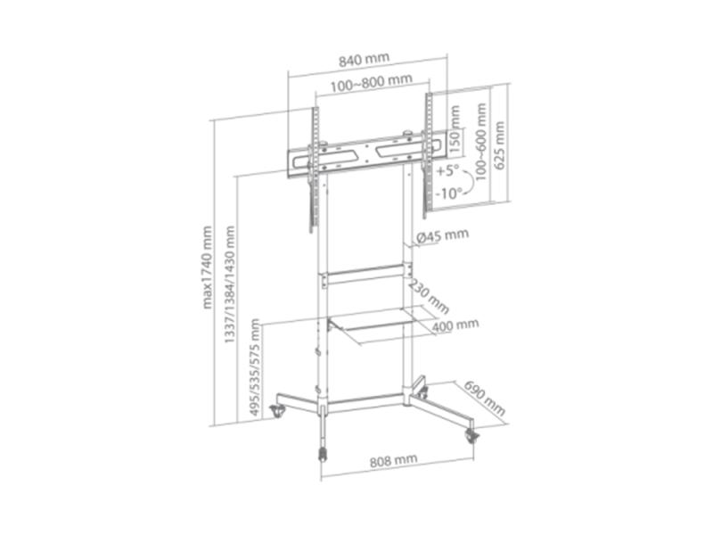 S BOX FS-403, pokretni podni nosač za TV od 55 do 100", do 70 kg