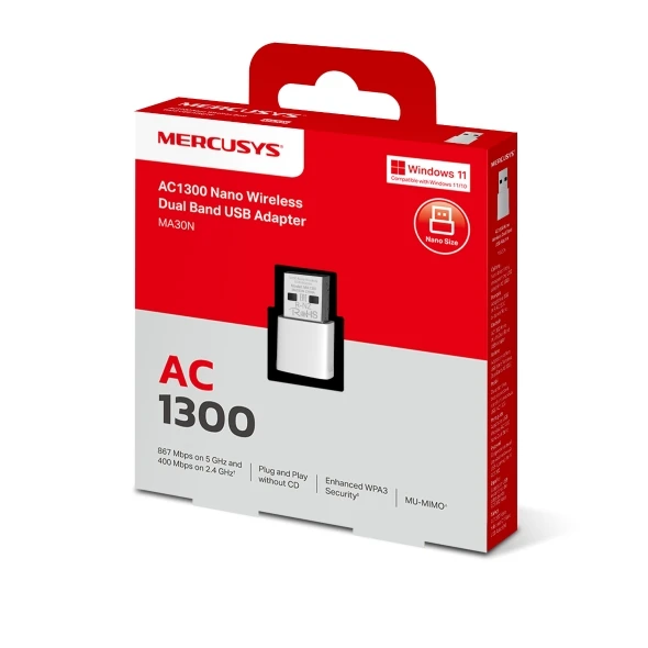 Mercusys LAN MK Mercusys MA30N USB WiFi AC1300 Nano