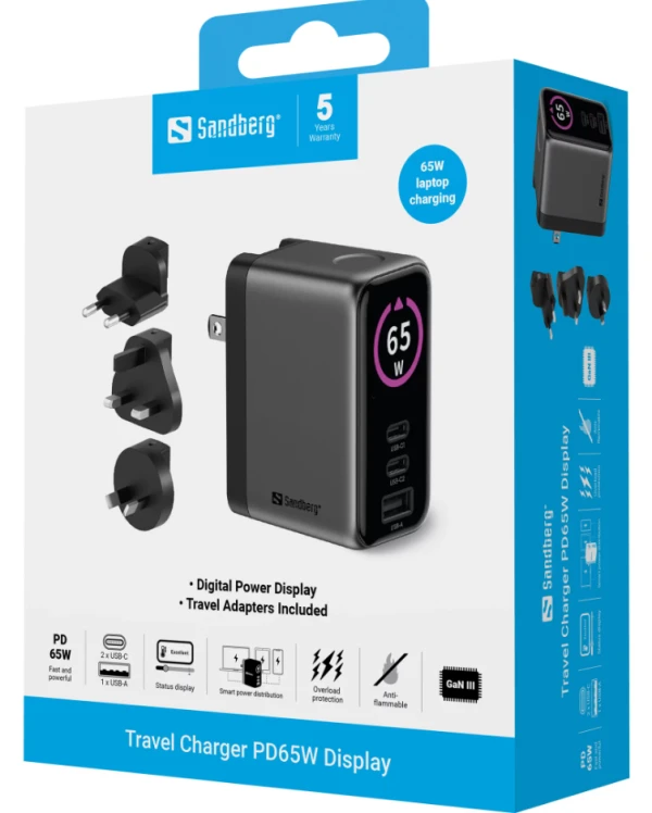 Sandberg Travel Charger PD65W Display 441-70
