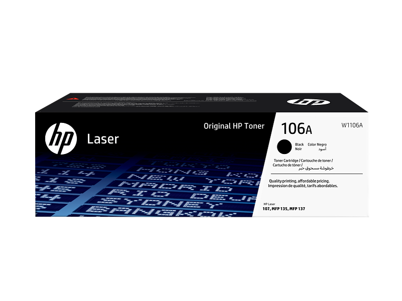 HP 106A Black Original Laser Toner Cartridge, W1106A