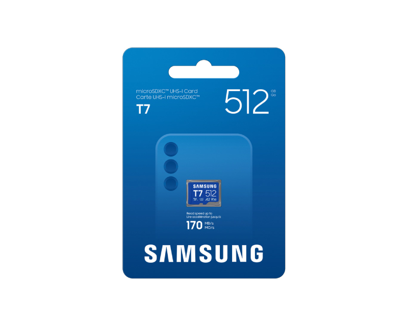 SAMSUNG MicroSD 512GB, T7, SDXC, UHS-I U3 V30 A2