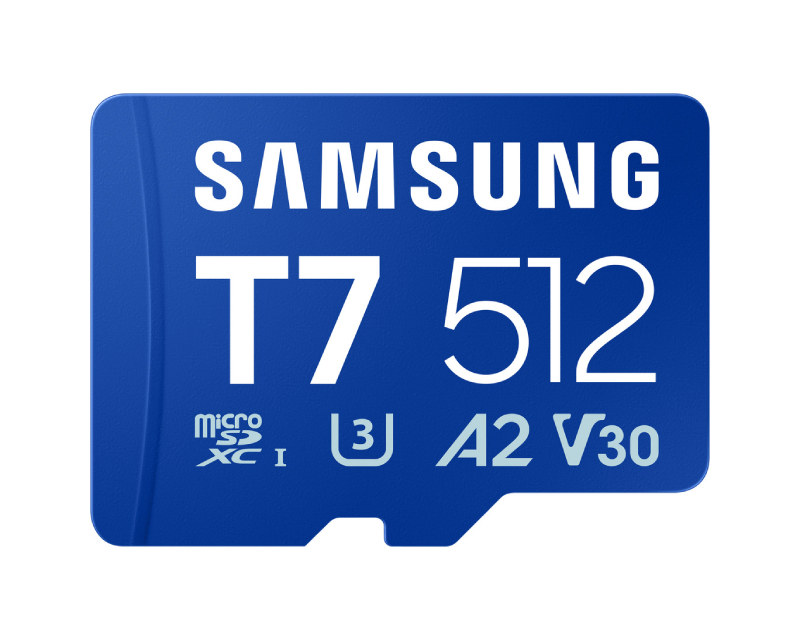 SAMSUNG MicroSD 512GB, T7, SDXC, UHS-I U3 V30 A2