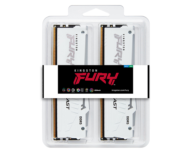 KINGSTON DIMM DDR5 32GB (2x16GB kit) 6400MT/s KF564C32BWEAK2-32 FURY Beast White RGB EXPO