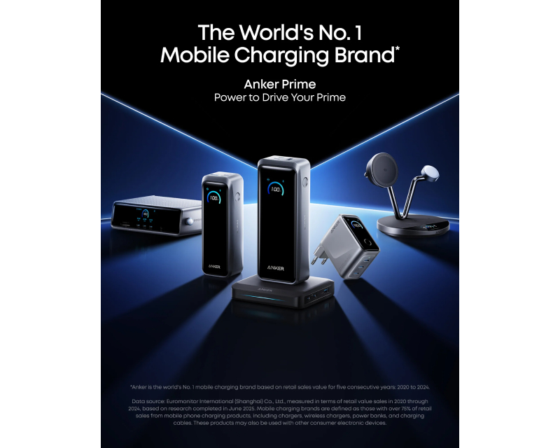 ANKER Prime 160W GaN zidni brzi punjač, 3-porta (3x USB-C) srebrni
