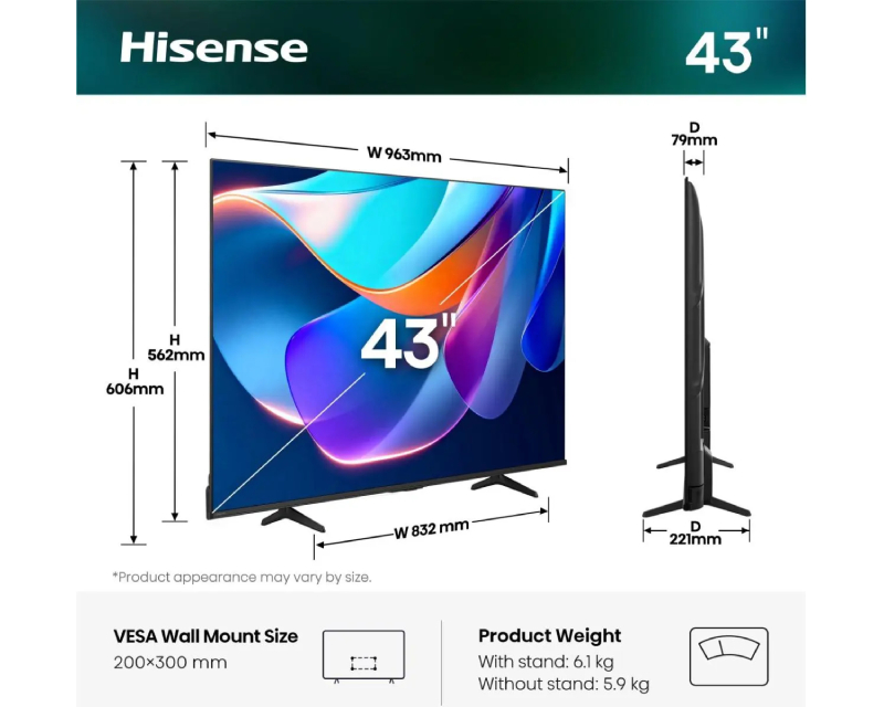 Hisense  43" 43E6ST DLED 4K UHD Smart TV