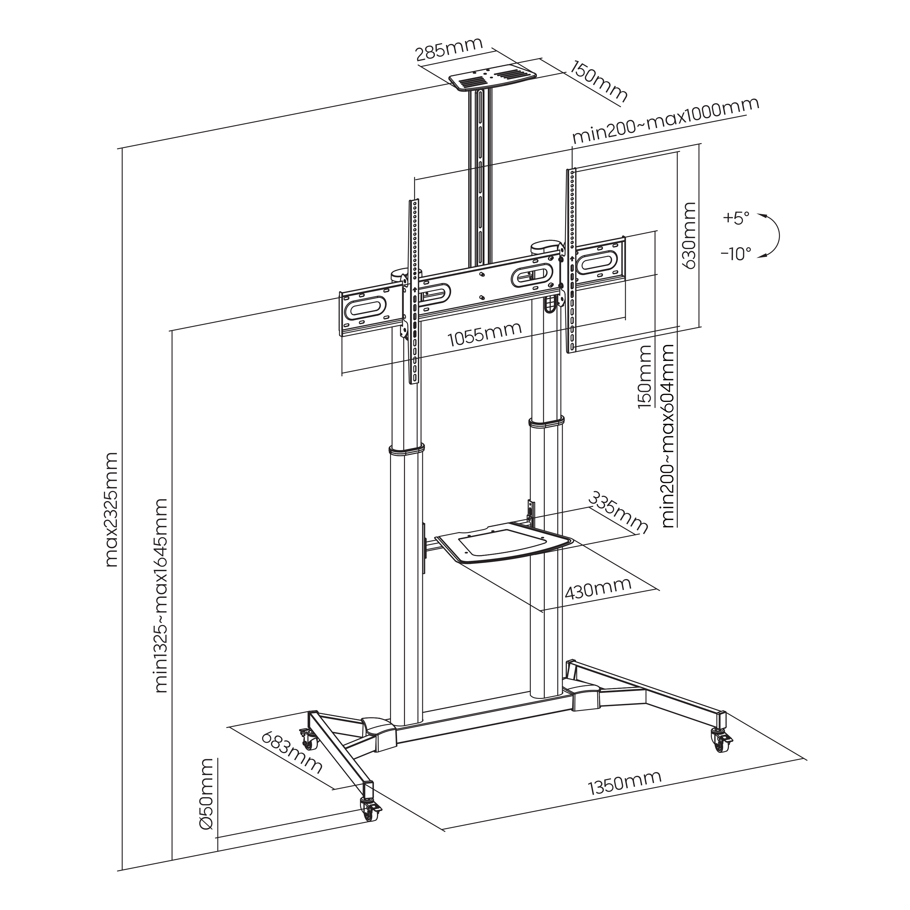 S-BOX Nosač za televizor 60" - 100 ", FS-3610, podni