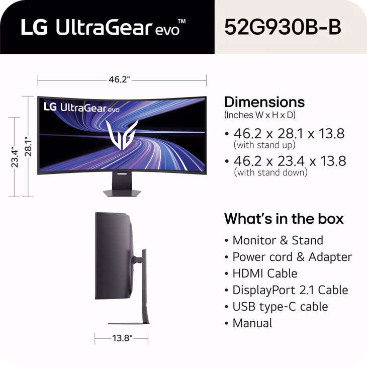 LG Monitor UltraGear evo 52G930B-B, 51.6", VA, zakrivljen, 5K2K, 240Hz
