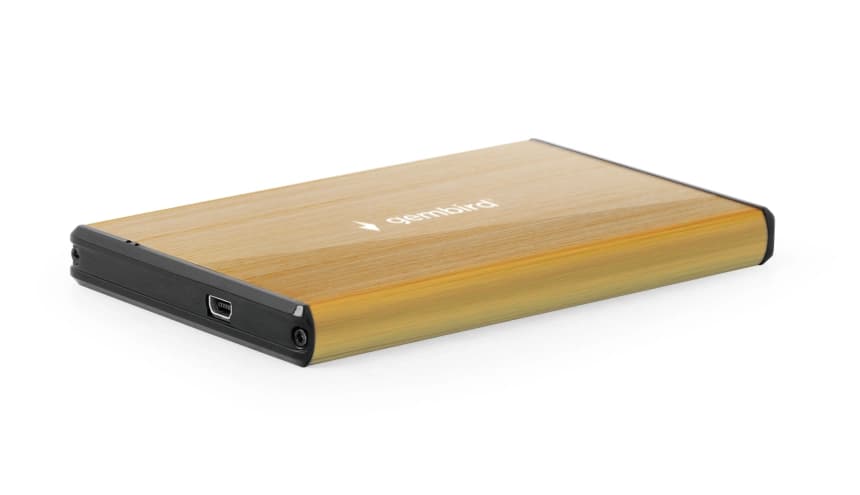 HDD External Enclosure, 2.5", SATAIII, USB3.0, Brushed aluminium, Gold