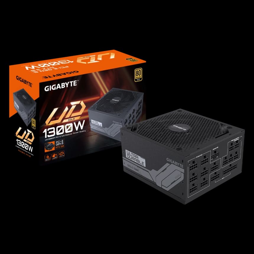 1300W, 80 PLUS Gold certified, Fully modular design, Support PCIe Gen 5.0 graphics card, Ultra Durable, OVP/OPP/SCP/UVP/OCP/OTP protection, 140mm Double Ball Bearing Fan